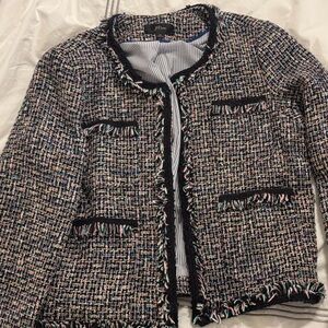 J. Crew Multicolor Tweed Jacket with Fringe
